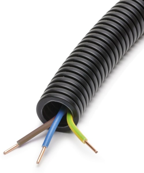 DIETZEL - HFT-Panzerflexrohr,Ø25mm,biegs.,vorverdr.,halogenfr.,50m  HSLH- JZ 5G2 2,5mm² gr