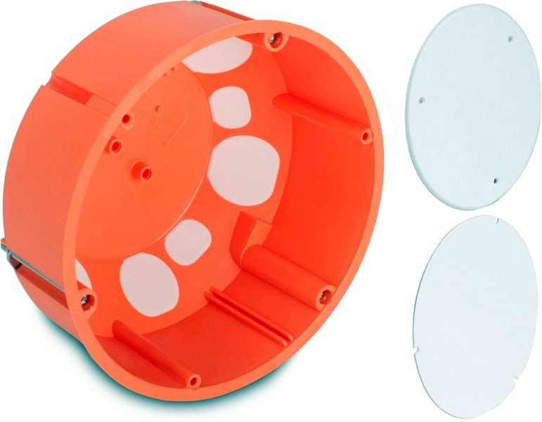 DIETZEL - Hohlwand-Abzweigdose,Ø120mm,mit Tapetendeckel,winddicht,chlorfrei,orange/weiß