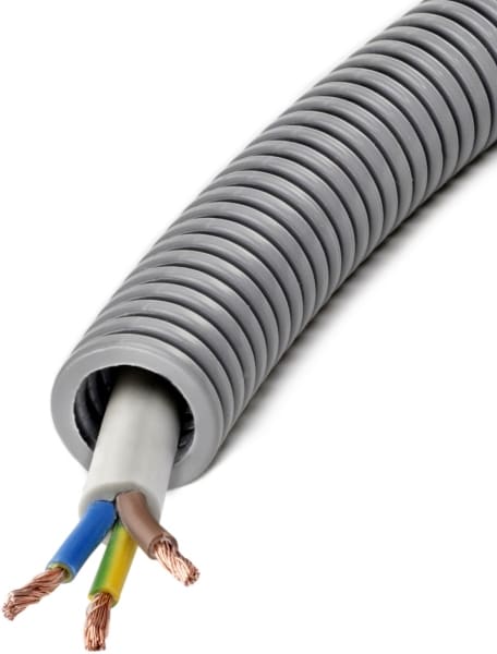 DIETZEL - PVC-Panzerflexrohr,Ø20mm,biegs.,mittel,Turborillen,vorverdr.,YMM 3x2,5mm²