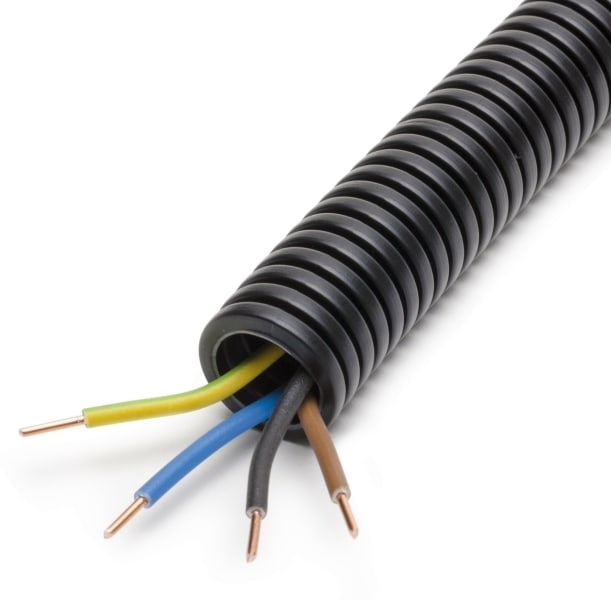DIETZEL - HFT-Panzerflexrohr,Ø20mm,biegs.,vorverdr.,halogenfr,H07Z1-U 4x1,5mm² br,bl,ge/gn