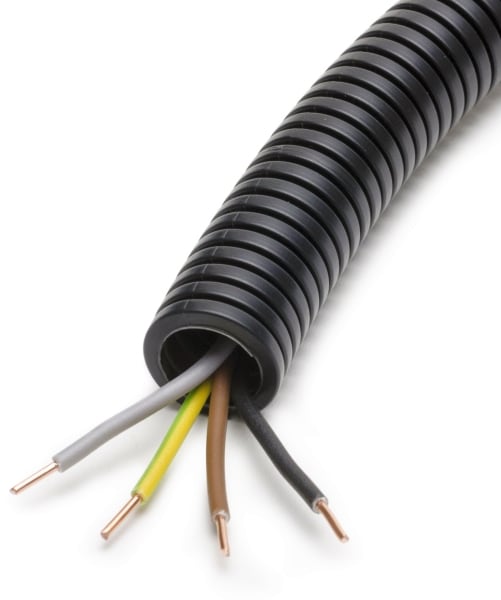 DIETZEL - HFT-Panzerflexrohr,Ø20mm,biegs.,vorverdr.,halogenfr,H07Z1-U 4x1,5mm² gr,br,ge/gn