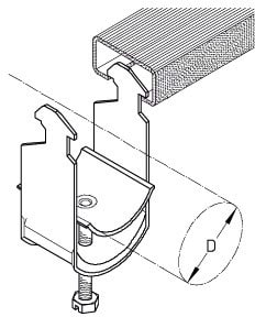 DIETZEL - Kabelschelle, für Ø24-28mm, C-Profil, Schlitzweite 16mm, 58mm, Edelstahl (V2A)
