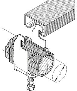 DIETZEL - Hochfrequenz-Kabelschelle,für 1/2'',C-Profil,Schlitzw. 18/22mm,20x53mm,verz.