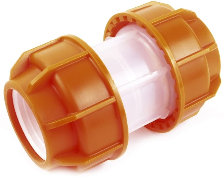DIETZEL - PP-Schraubverbinder Ø 32 mm, druckdicht, transparent/orange