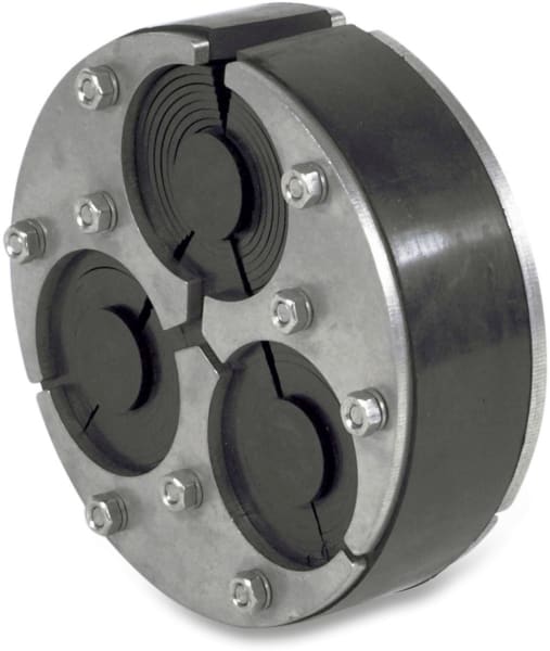 DIETZEL - Ringraumdichtung,Ø125mm,Segmentring,3Durchg./Ø10-40mm,40mm Dichtbr.,V2A/EPDM