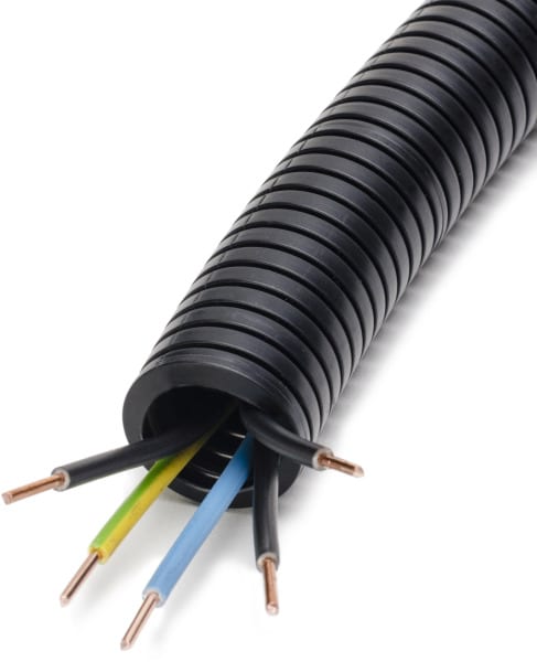 DIETZEL - HFT-Panzerflexrohr,Ø25mm,biegs.,vorverdr.,halogenfr.,H07Z1-U 5x2,5mm²,3xbl,ge/gn