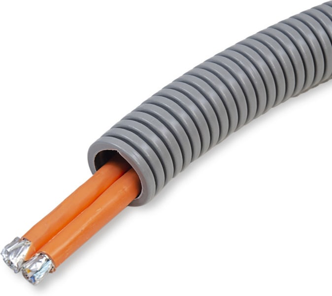 DIETZEL - PVC-Panzerflexrohr, biegs., Turborillen, vorverdr.CAT7 Duplex/LAN1000, 50 m