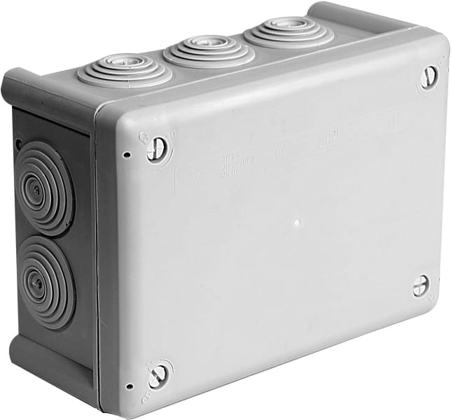 DIETZEL - AP-Abzweigdose 155x100x70mm,m. 10 Kabeleinführungen,PP,IP66,halogenfrei,hellgrau
