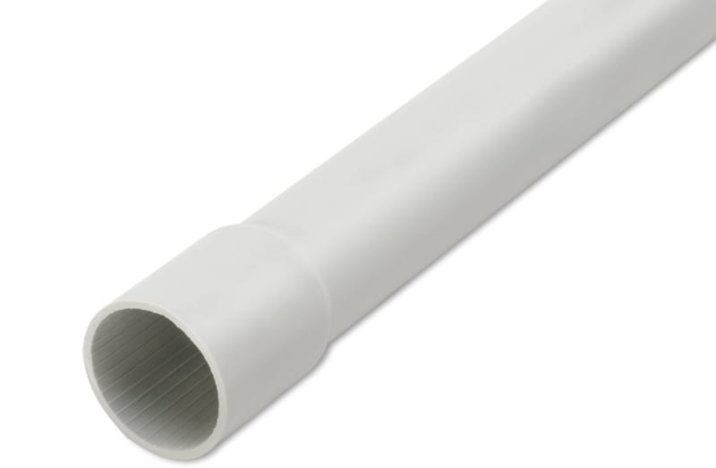 DIETZEL - PVC-Panzerrohr, Ø16mm, starr, mittel, gemufft, Turborillen, hellgrau, 3 m