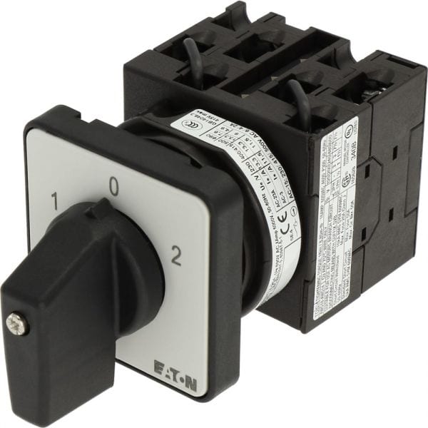 EATON - Wendeschalter, T0, 20 A, Einbau, 3 Baueinheit(en), Kontakte: 5, 60 °, rastend, mit 0-Stellung, 1-0-2, Abwicklungs Nr. 8401