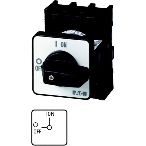 EATON - EIN-AUS-Schalter, P1, 25 A, Zentraleinbau, 3-polig + N, mit schwarzem Knebel und Frontschild