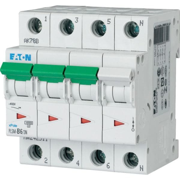 EATON - Leitungsschutzschalter, 6 A, 3p+N, Charakteristik: D