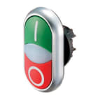 EATON - Doppeldrucktaste, RMQ-Titan, Tasten und Leuchtmelder vorstehend, tastend, Vorsatzlinse weiß, grün, rot, beschriftet, Frontring Titan