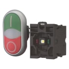 EATON - Doppeldrucktaste, RMQ-Titan, Tasten und Leuchtmelder vorstehend, tastend, 1 Ö, 1 S, Vorsatzlinse weiß, LED-Element, 85 - 264 V AC, grün, rot