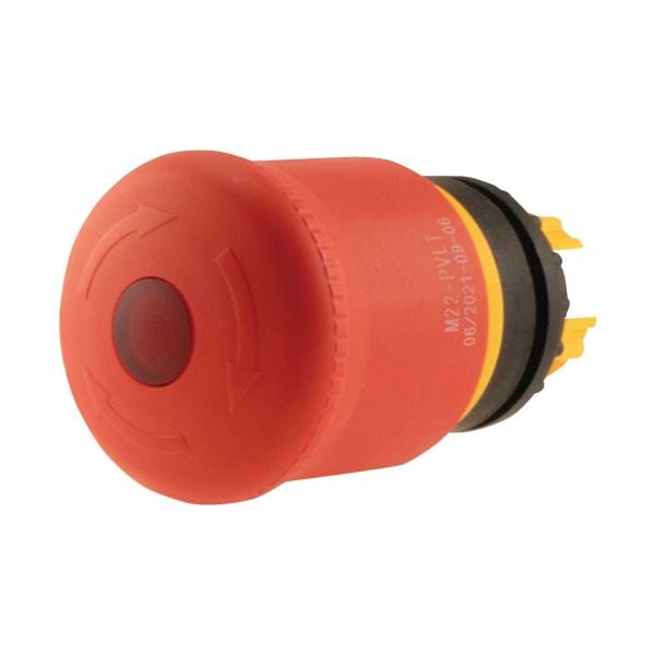 EATON - NOT-HALT-/NOT-AUS-Taste, RMQ-Titan, Pilzform, 38 mm, beleuchtbar mit LED-Element, Drehentriegelung, rot, gelb, RAL 3000