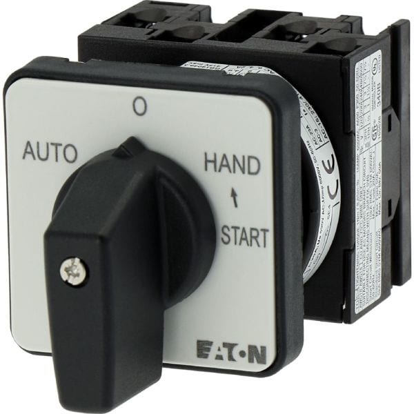 EATON - Umschalter, T0, 20 A, Einbau, 2 Baueinheit(en), Kontakte: 4, mit Tast-Funktion START, 45 °, tastend/rastend, AUTO-0-HAND<START, Abwicklungs