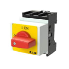 EATON - EIN-AUS-Schalter, P1, 25 A, Verteilereinbau, 3-polig, NOT-AUS-Funktion, mit rotem Knebel und gelbem Frontschild