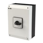 EATON - EIN-AUS-Schalter, P3, 100 A, Aufbau, 3-polig + N, mit schwarzem Knebel und Frontschild