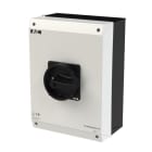 EATON - Hauptschalter, P3, 100 A, Aufbau, 3-polig, 1 Schließer, 1 Öffner, HALT-Funktion, mit schwarzem Drehgriff und Sperrkranz, UL/CSA
