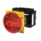 EATON - Hauptschalter, P3, 100 A, Zwischenbau, 3-polig + N, 1 Schließer, 1 Öffner, NOT-AUS-Funktion, mit rotem Drehgriff und gelbem Sperrkranz, absc