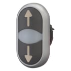 EATON - Doppeldrucktaste, RMQ-Titan, Tasten und Leuchtmelder vorstehend, tastend, Vorsatzlinse weiß, schwarz, schwarz, beschriftet, Frontring Titan,