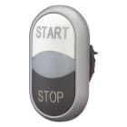 EATON - Doppeldrucktaste, RMQ-Titan, Tasten und Leuchtmelder vorstehend, tastend, Vorsatzlinse weiß, weiß, schwarz, beschriftet, Frontring Titan, ST