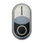 EATON - Doppeldrucktaste, RMQ-Titan, Tasten und Leuchtmelder vorstehend, tastend, Vorsatzlinse weiß, weiß, schwarz, beschriftet, Frontring Schwarz