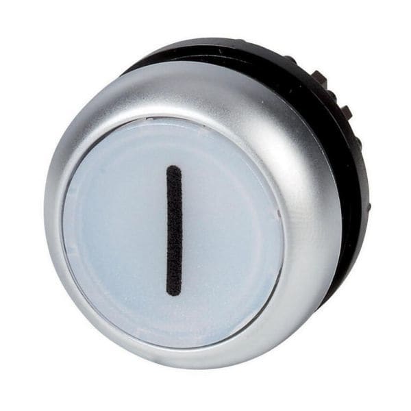 EATON - Leuchtdrucktaste, RMQ-Titan, flach, tastend, weiß, beschriftet 1, Frontring Titan