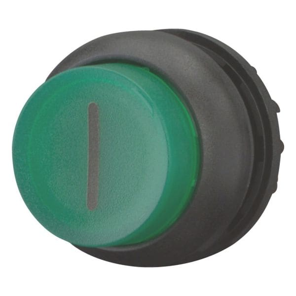 EATON - Leuchtdrucktaste, RMQ-Titan, hoch, tastend, grün, beschriftet, Frontring Schwarz