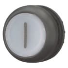 EATON - Leuchtdrucktaste, RMQ-Titan, flach, tastend, weiß, beschriftet 1, Frontring Schwarz
