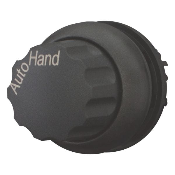 EATON - Wahltaste, RMQ-Titan, mit Drehknopf, rastend, 2 Stellungen, beschriftet, Frontring Schwarz, AUTO HAND