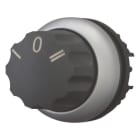 EATON - Wahltaste, RMQ-Titan, mit Drehknopf, rastend, 3 Stellungen, beschriftet, Frontring Titan