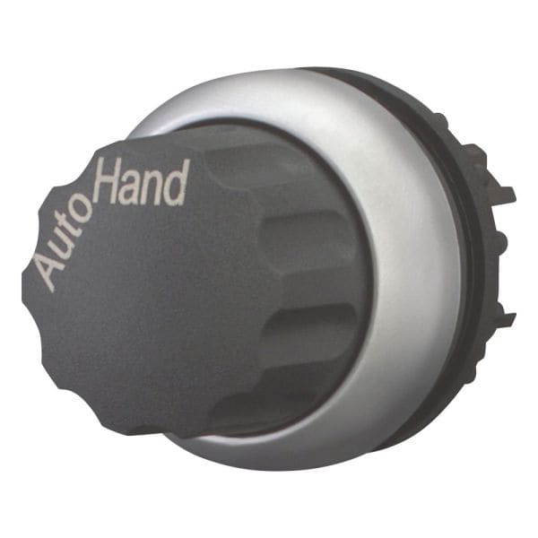 EATON - Wahltaste, RMQ-Titan, mit Drehknopf, rastend, 2 Stellungen, beschriftet, Frontring Titan, AUTO HAND