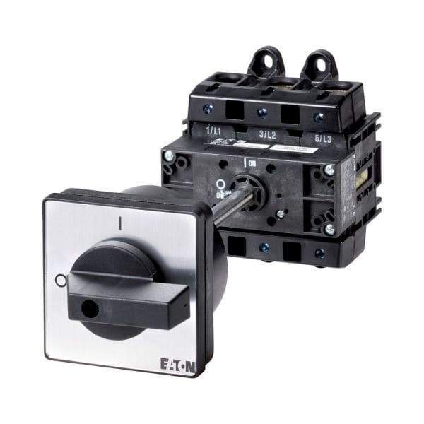 EATON - EIN-AUS-Schalter, P5, 125 A, Zwischenbau, 3-polig, mit schwarzem Knebel und Frontschild