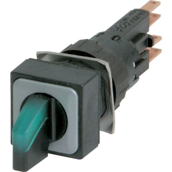 EATON - Leuchtwahltaste, tastend, 45°, 18 x 18 mm, 2 Stellungen, mit Knebelgriff, grün, inkl. Verdrehschutz VS, mit Glühlampe, 24 V