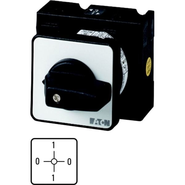 EATON - EIN-AUS-Schalter, T0, 20 A, Zentraleinbau, 2 Baueinheit(en), Kontakte: 4, 90 °, rastend, mit 0-Stellung, 0-1-0-1, Abwicklungs Nr. 15042