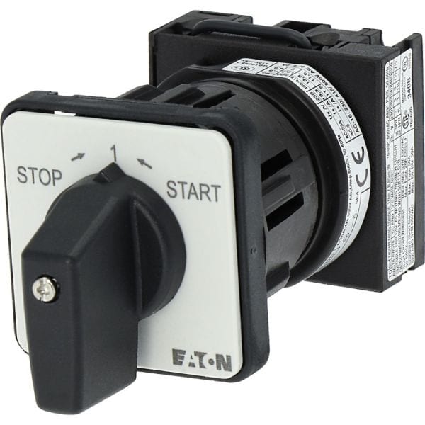EATON - EIN-AUS-Taster, T0, 20 A, Zentraleinbau, 1 Baueinheit(en), Kontakte: 2, 45 °, tastend, mit 0-Stellung, mit Rückzug, STOP>I<START, Abwicklung