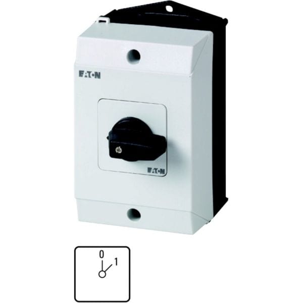 EATON - EIN-AUS-Schalter, T0, 20 A, Aufbau, 1 Baueinheit(en), Kontakte: 1, 45 °, rastend, mit 0-Stellung, 0-1, Abwicklungs Nr. 15401