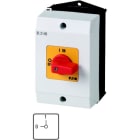 EATON - EIN-AUS-Schalter, T0, 20 A, Aufbau, 1 Baueinheit(en), 1-polig, NOT-AUS-Funktion, mit rotem Knebel und gelbem Frontschild