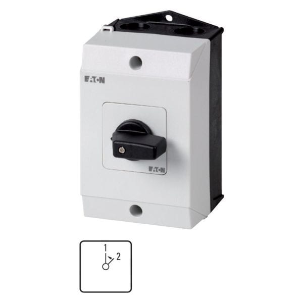 EATON - Umschalter, T0, 20 A, Aufbau, 1 Baueinheit(en), Kontakte: 2, 45 °, tastend, ohne 0-Stellung, mit Rückzug nach 1, 1<2, Abwicklungs Nr. 8295