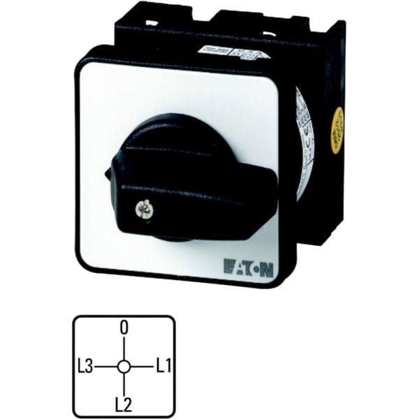 EATON - Strommesserumschalter, T0, 20 A, Zentraleinbau, 3 Baueinheit(en), Kontakte: 6, 90 °, rastend, mit 0-Stellung, L3-0-L1-L2, Abwicklungs Nr. 80