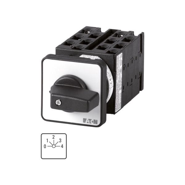 EATON - Stufenschalter, T0, 20 A, Einbau, 6 Baueinheit(en), Kontakte: 12, 45 °, rastend, mit 0-Stellung, 0-4, Abwicklungs Nr. 8282