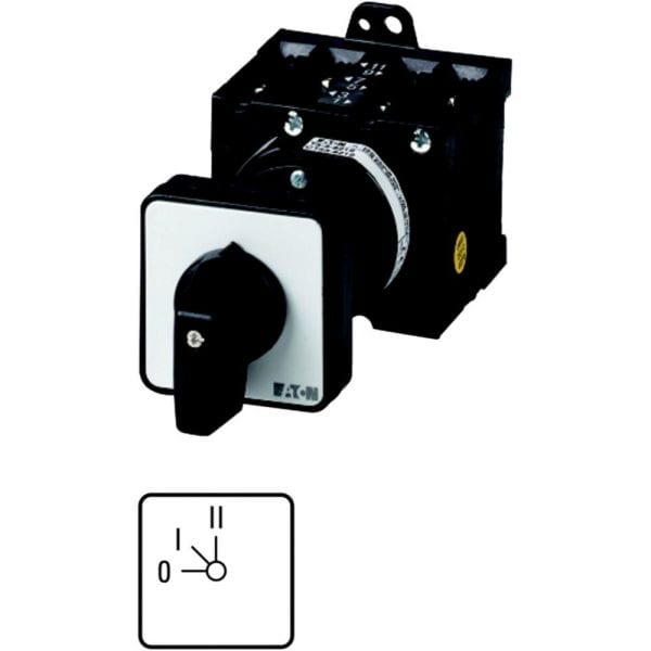 EATON - Stufenschalter, T3, 32 A, Zwischenbau, 1 Baueinheit(en), Kontakte: 2, 45 °, rastend, mit 0-Stellung, 0-I-II, Abwicklungs Nr. 15904