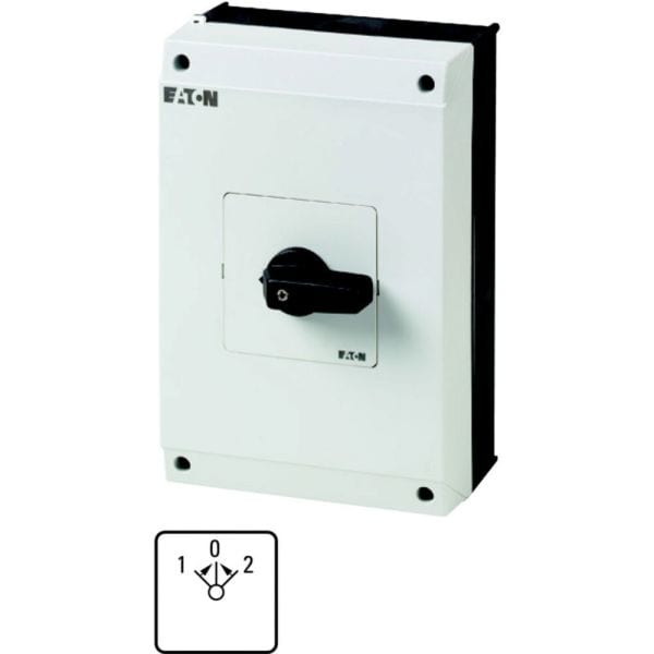 EATON - Wendeschalter, T5B, 63 A, Aufbau, 3 Baueinheit(en), Kontakte: 5, 45 °, tastend, mit 0-Stellung, mit 2-seitigem Rückzug nach 0, 1>0<2, Abwick