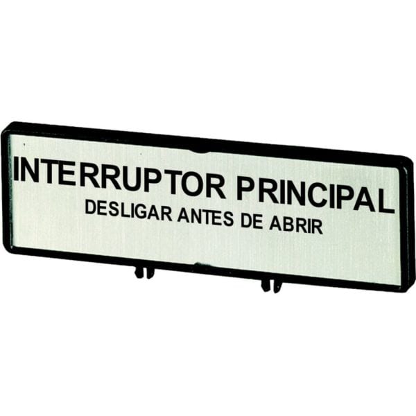 EATON - Träger mit Schild, verwendbar für T0, T3, P1, 48 x 17 mm, beschriftet mit Standardtext ''Hauptschalter nur in 0-Stellung öffnen'', Sprache p