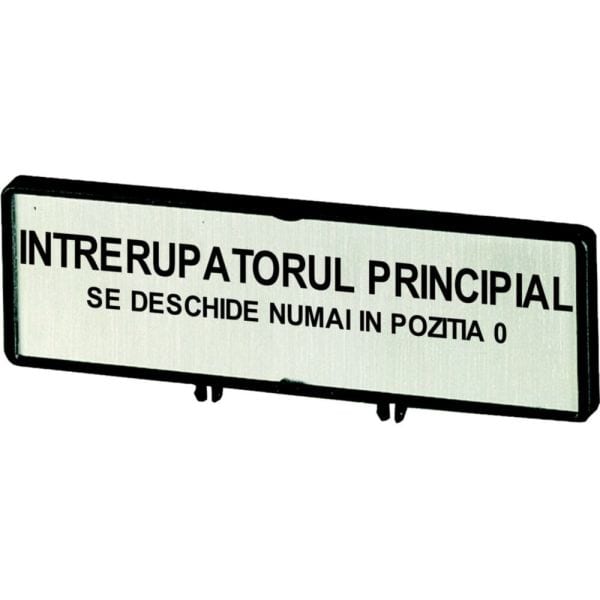 EATON - Träger mit Schild, verwendbar für T5, T5B, P3, 88 x 27 mm, beschriftet mit Standardtext ''Hauptschalter nur in 0-Stellung öffnen'', Sprache