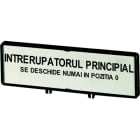 EATON - Träger mit Schild, verwendbar für T0, T3, P1, 48 x 17 mm, beschriftet mit Standardtext ''Hauptschalter nur in 0-Stellung öffnen'', Sprache r