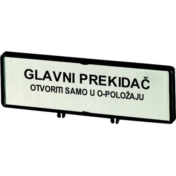 EATON - Träger mit Schild, verwendbar für T0, T3, P1, 48 x 17 mm, beschriftet mit Standardtext ''Hauptschalter nur in 0-Stellung öffnen'', Sprache s