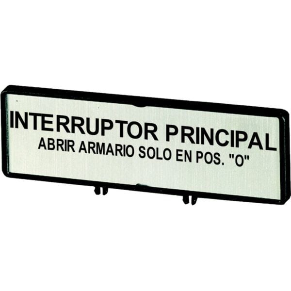 EATON - Träger mit Schild, verwendbar für T5, T5B, P3, 88 x 27 mm, beschriftet mit Standardtext ''Hauptschalter nur in 0-Stellung öffnen'', Sprache