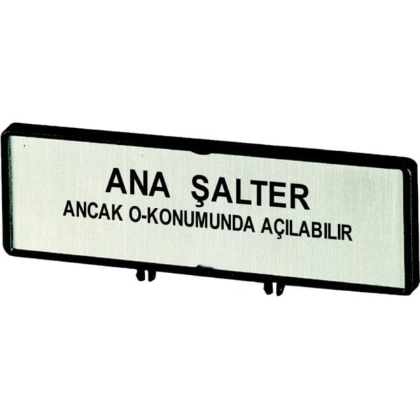 EATON - Träger mit Schild, verwendbar für T5, T5B, P3, 88 x 27 mm, beschriftet mit Standardtext ''Hauptschalter nur in 0-Stellung öffnen'', Sprache